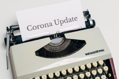 typewriter with corona update for Houston commercial cleaning